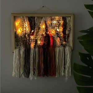 Designer Woven Wall Hanging Tapestry. Earth colors. Housewarming . LED system